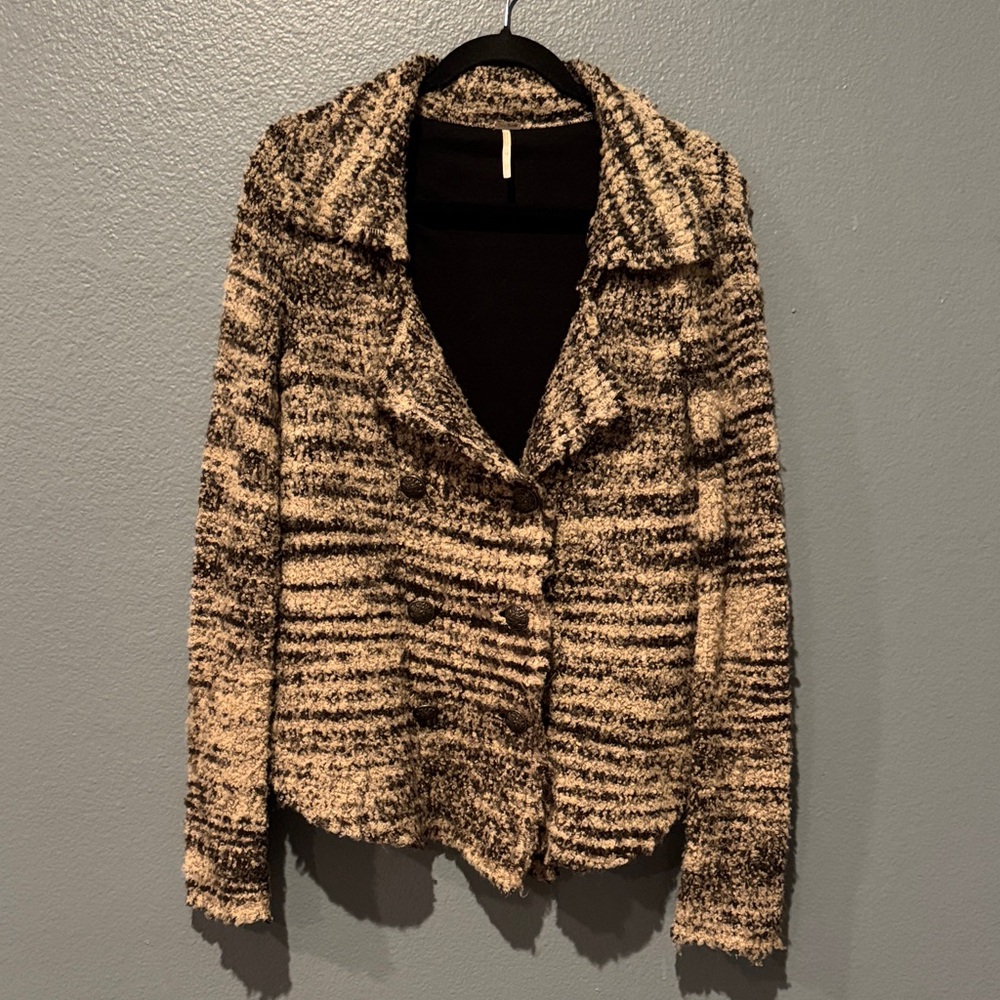 Free People Zebra Yarn Knit Sweater Jacket (Cardigan)